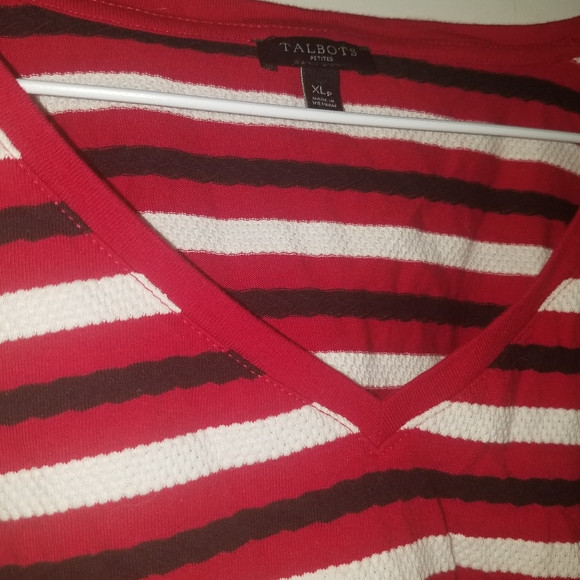 Talbots Red Striped Top XL - Picture 3 of 3